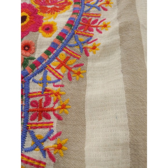 THML Embroidered Top‎ Striped Ruffle Sleeve Casual Blouse Boho Chic Sz S Peasant - Picture 6 of 8